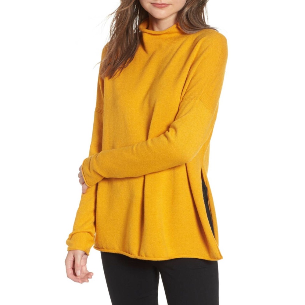 FRENCH CONNECTION Yellow Ebba Vhari Hi Lo Sweater